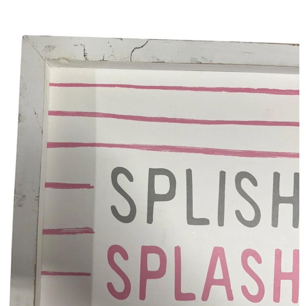 Splish Splash Bathroom Wall Decor Sign - Farmhouse Style - Pink‎ Gray Blue WP72Q